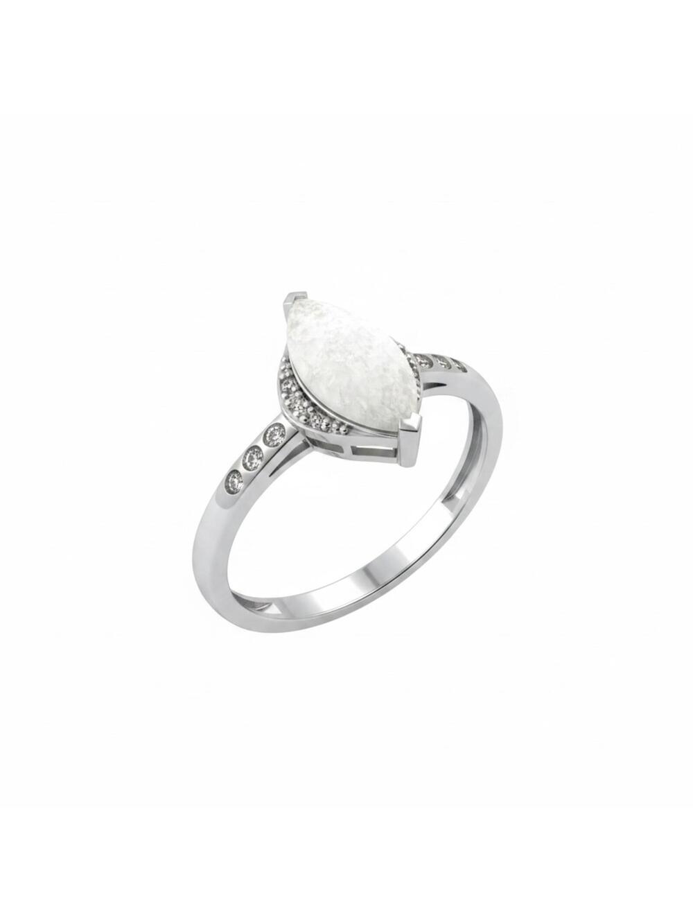 Bomb Party Silver Tone Ring with White Marquise Stone and Clear Accents SZ 10